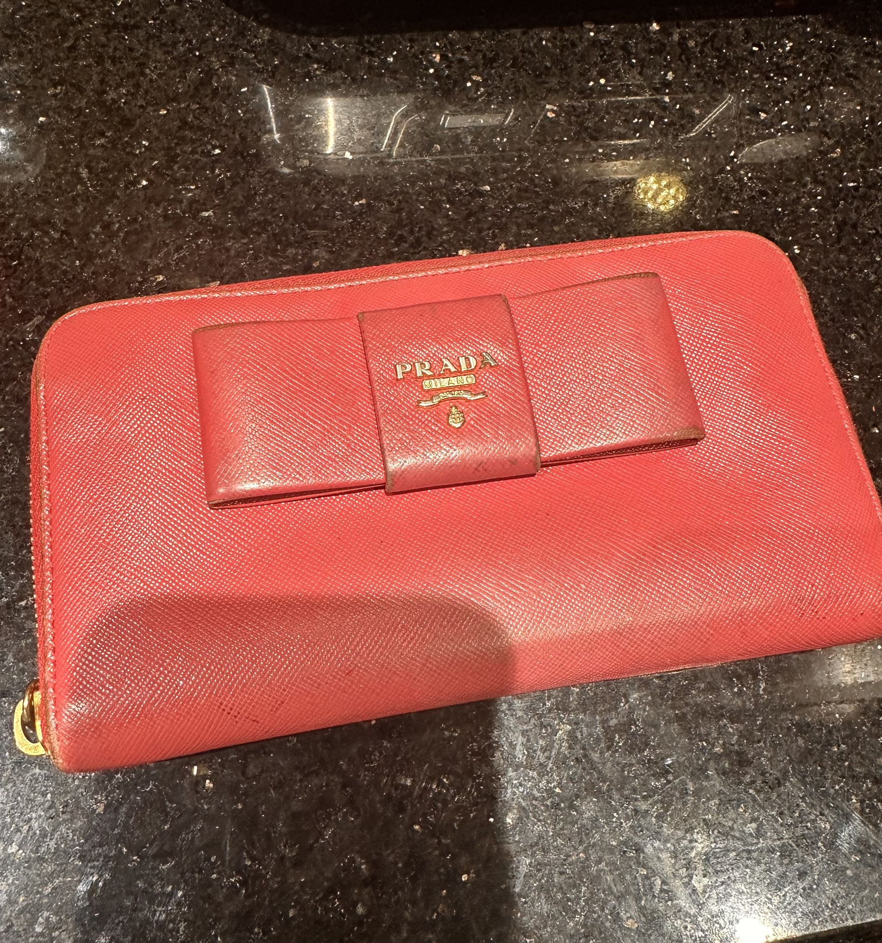 Pink Prada Long Zippy Wallet