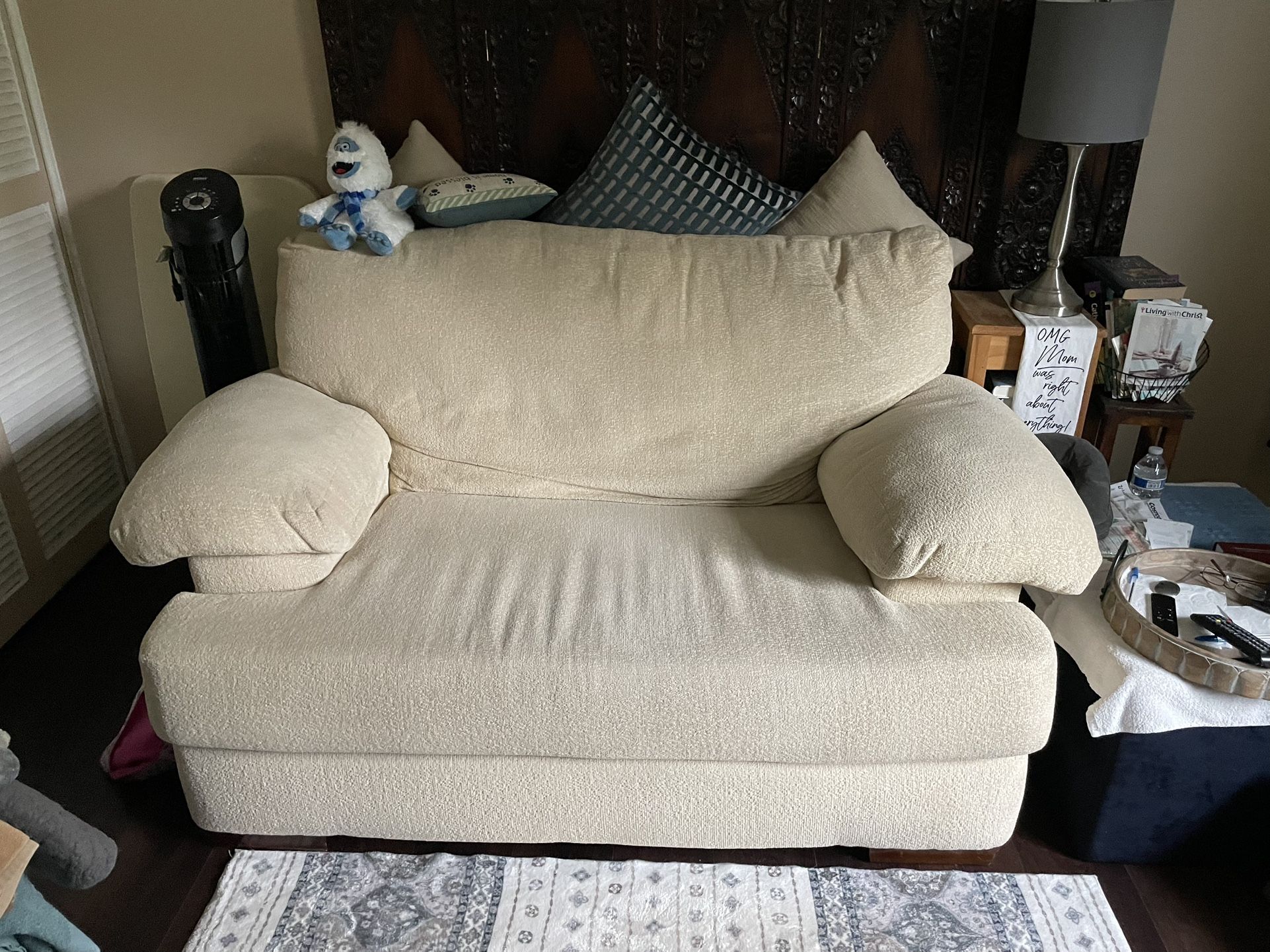 Well Cared for Oversized Cream Chenille Chair