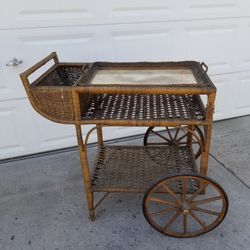 Old Rattan Tea Cart