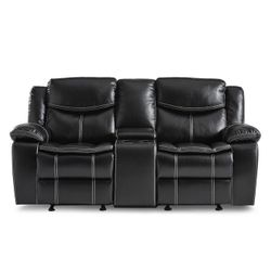 Double Glider Reclining Love Seat with Center Console