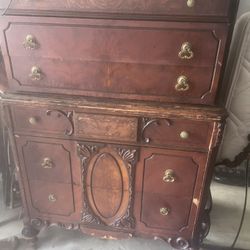 Victorian Style Dresser Mirror And Night Table 