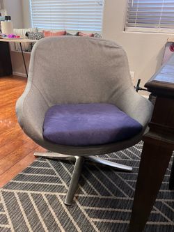 Grey Swivel barrel chairs with chrome base