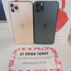Apple IPhone 11 Pro Max Unlocked For All Carriers - $1 Down Today - NO CREDIT Needed