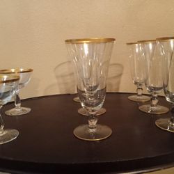 Beautiful Vintage Frosterio Crystal Wine Glasses 