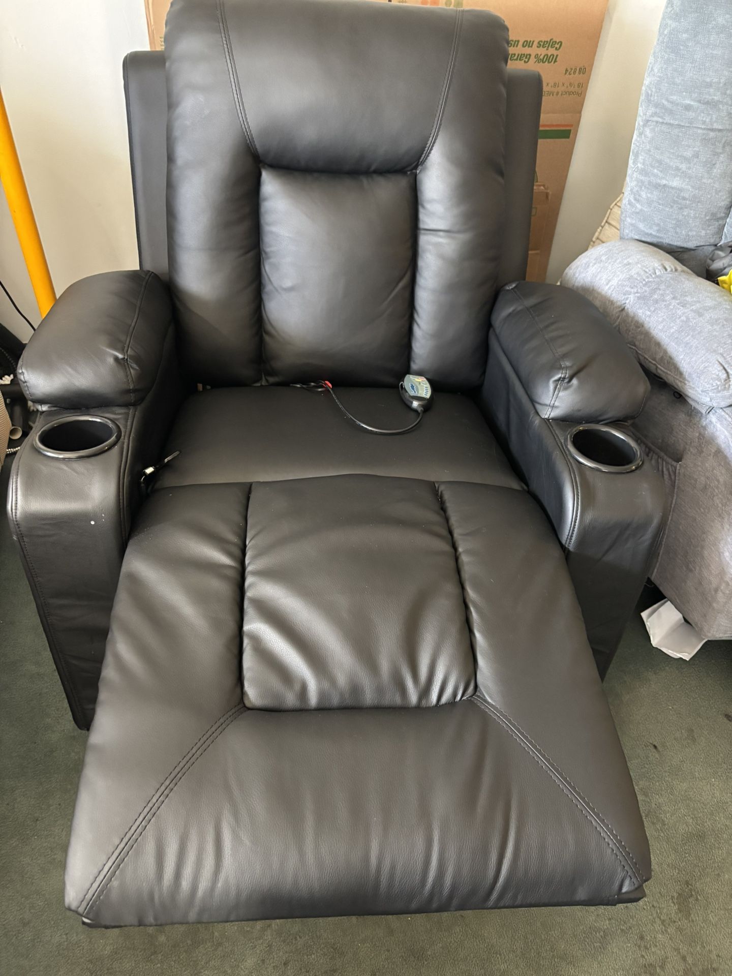 Black Leather Massage Recliner