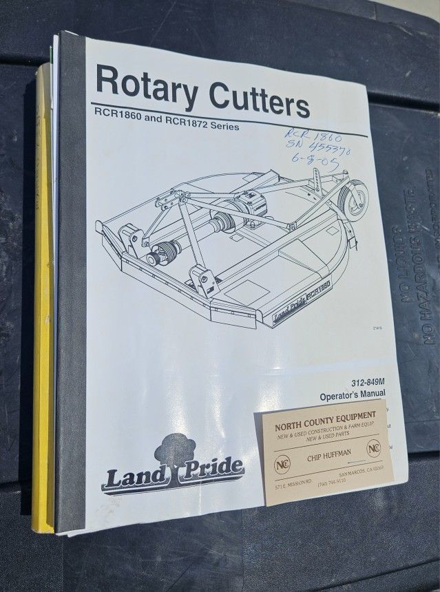Land-Pride Operator's Manual.. Paperback- NOT a "download"