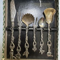 Mid Century Ugo Bellini Italian Silver Plate Hors D’oeuvre Cutlery Set In Box