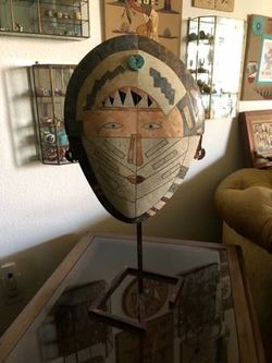 Inlaid Stone Face Statue