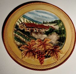 Fitz and Floyd Del Vino FF Handcrafted Round Platter, 12 1/2" Dia x 1 1/4" High