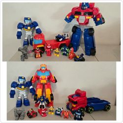 Transformers Rescue Bots Lot – Large Optimus Prime, Heatwave Fire Truck & Figures