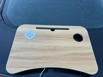 Laptop Tray With Charging Port And Storage For Pens And desk Accessories