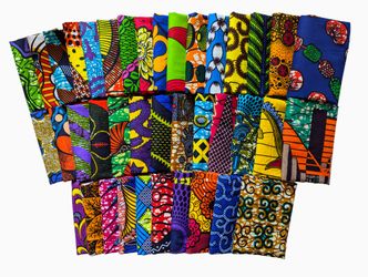 FAT QUARTERS 24 Pieces Bundle 22" X 18" African Ankara Wax Print No Duplicates 100% Cotton Quilting Patchwork