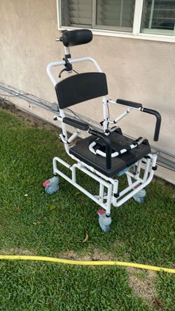 Rolling Shower Commode Chair with Headrest