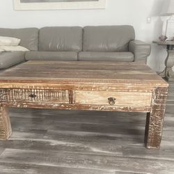 Solid Wood  Coffee Table With Drawers 