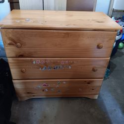 3 Drawer Wood Dresser 36" Wide X 18" Deep X 33" Height