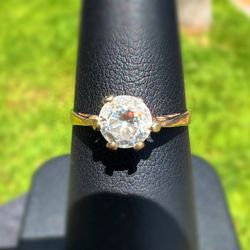 Jewelry 10k solid yellow gold white cz stone 0.70CT ring size 6.25