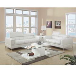 Gorgeous White Colored 2 piece Sofa and Loveseat Set