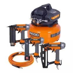 Brand New in Box Ridgid 6 Gal. 150 PSI Electric Air Compressor with 25 ft. Hose, 18GA Brad Nailer, 16GA Finish Nailer,18GA Finish Stapler
