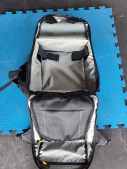 $15 firm, yes, it's available. Camera and drone backpack, excellent condition, 23 in H, 16.5 W, 8 in deep. Corporate brand. Excellent condition
