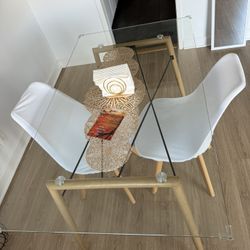 Dining Table + 2 Modern Chairs (Set) – Like New