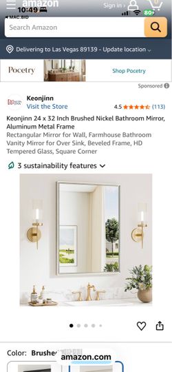Keonjinn 24x32 Brushed Nickel Bathroom Mirror