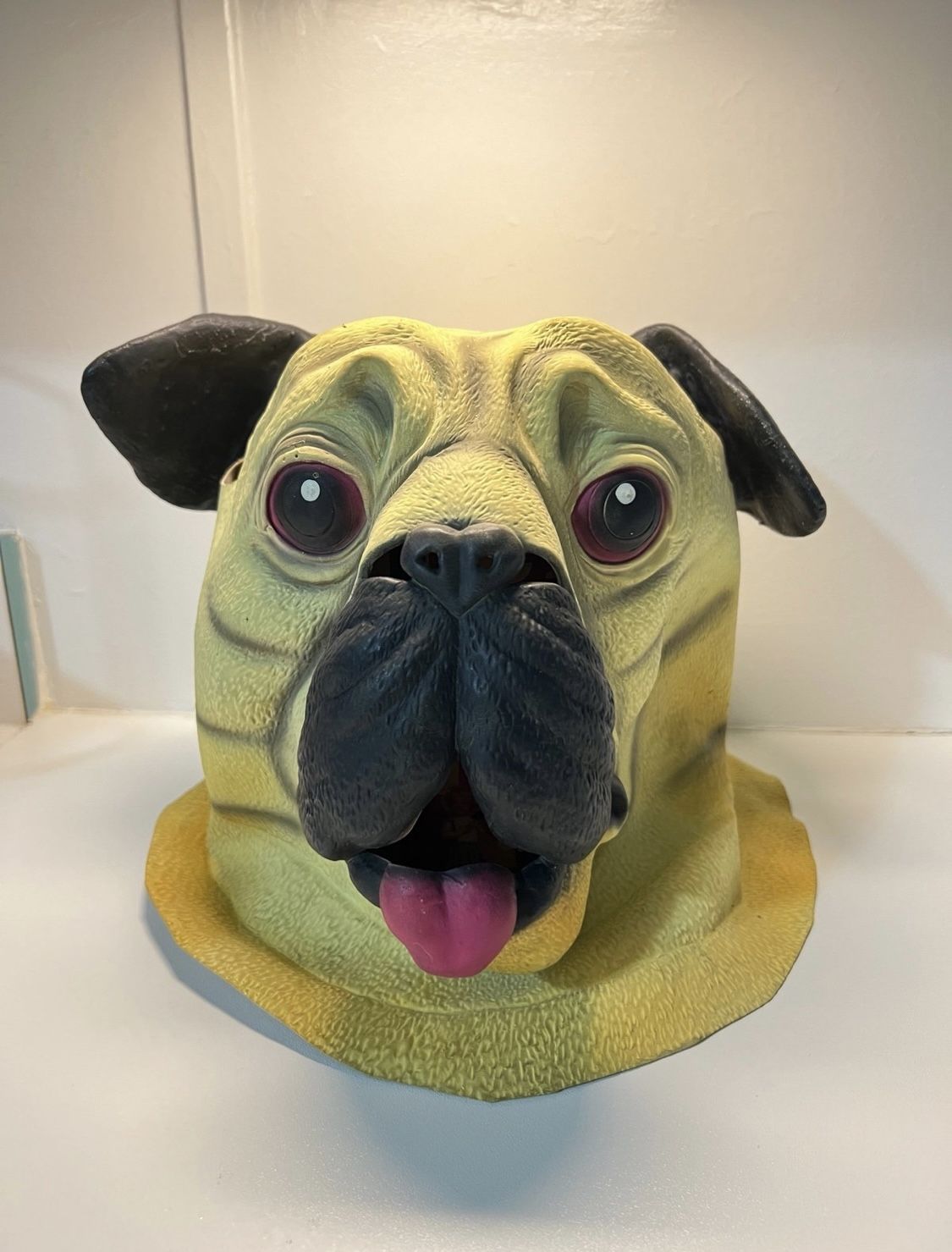Halloween Pug Puppy Dog Rubber Mask Costume One Size