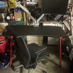 Gaming Table With Adjustable, Monitor Arms And Monitor