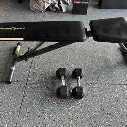 Fitness Reality Adjustable Weight Training Bench With Two 20 LB  Dumbbells 