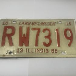 1968 Illinois 150th Anniversary RW7319 License Plate 