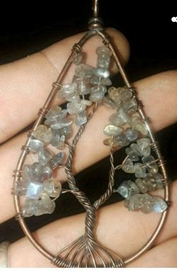 Labradorite tree of life pendant necklace jewelry copper hand made