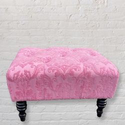 Pink Square Tufted Ottoman 