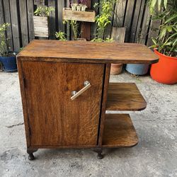 Vintage Antique Art Deco Solid Oak Cabinet / Dry Bar
