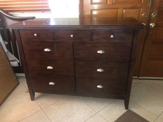 Dark Wood Dresser with 9 Drawers