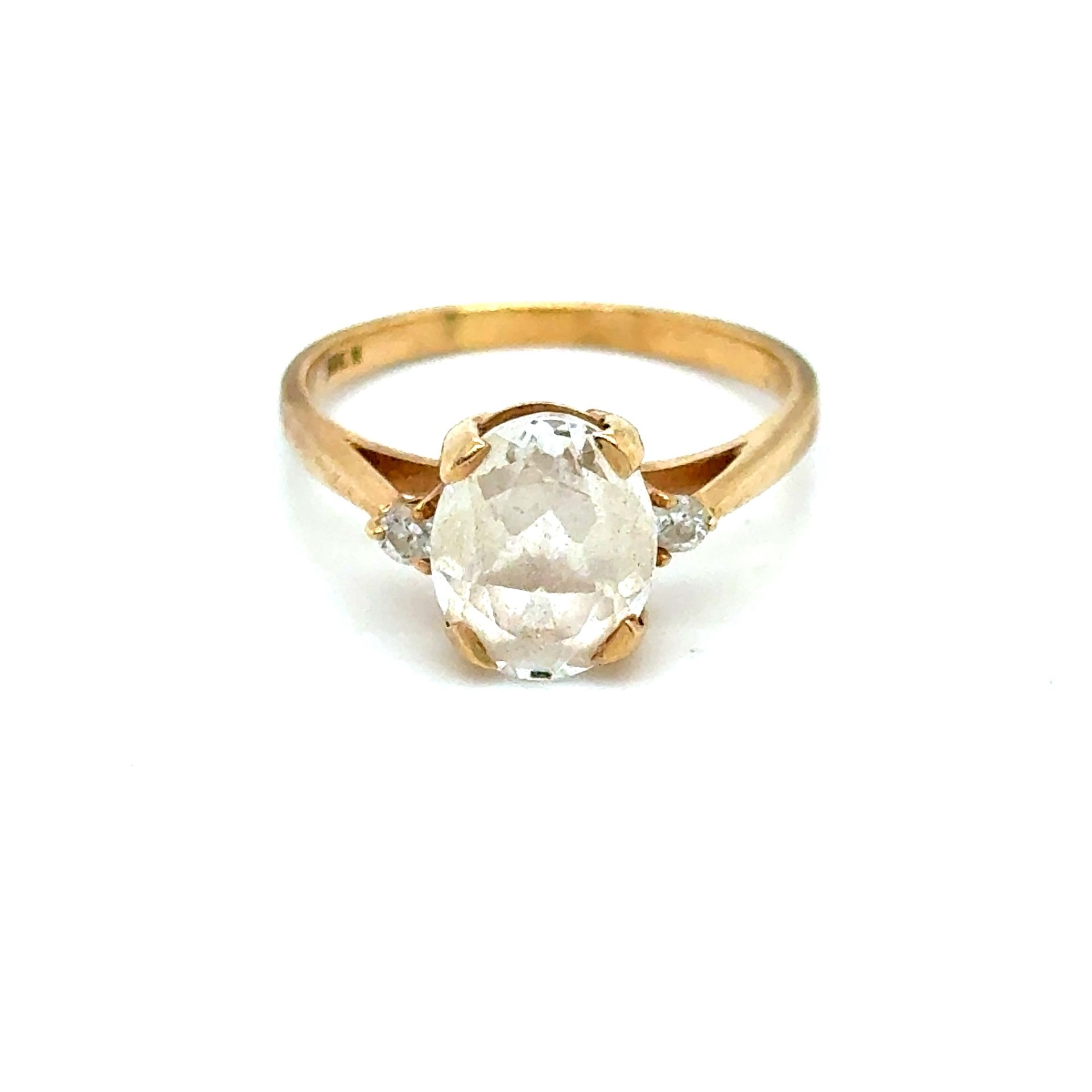 10K Gold Oval Shaped Stone/Diamonds Ring