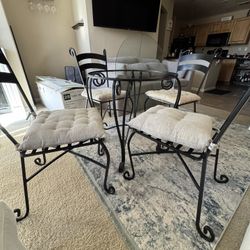 Wrought Iron Glass Table Set