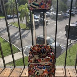 Kipling Rolling Backpack with Matching Pencil Box and Color Pencils 