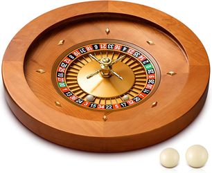 Leyndo 20 Inch Wooden Roulette Wheel with 4 Roulette Balls Casino Grade Precision Bearings Roulette Wheel Turntable Leisure Table Games for Home Profe