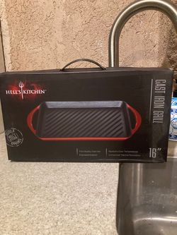Hell's Kitchen 16" Cast Iron Grill Pan