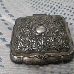 Vintage Silver Victorian Scenes Repousse Jewelry Box 