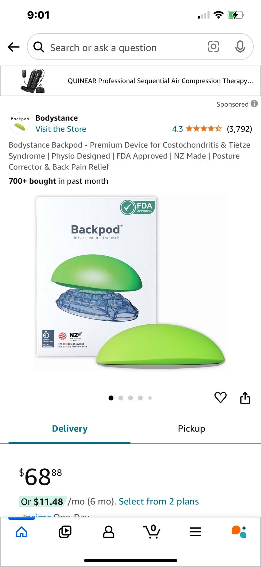 Bodystance Backpod - Premium Device for Costochondritis & Tietze Syndrome | Physio Designed | FDA Approved | NZ Made | Posture Corrector & Back Pain R