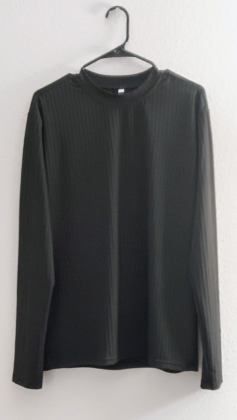Men's Unbranded Muscle Spandex Long Sleeve T-Shirt Black XL