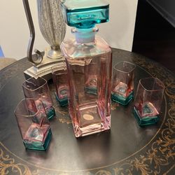 Rare Handmade glass Decanter Set