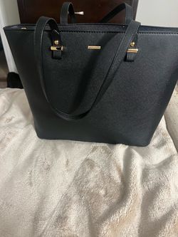 Black Saffiano Tote Bag with Gold Hardware