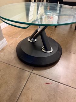 Round Glass Top Table with Black Base