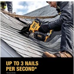 Dewalt 20V MAX Lithium-Ion 15-Degree Electric Cordless Roofing Nailer Kit with 2.0Ah Battery Charger and Bag Brand New 