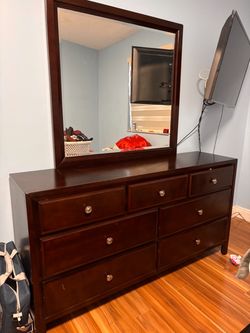 Dark Wood Dresser with Mirror