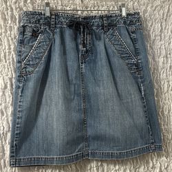 Eddie Bauer: Knee Length Denim Skirt, Pockets, Size: 8