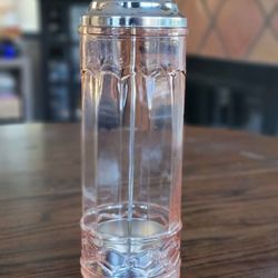 Straw Holder Pink Glass (Or pickle jar)