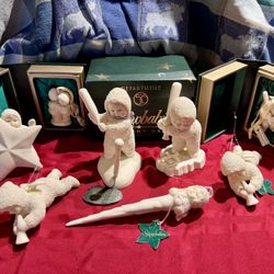 Department 56 Snowbabies 2 Figurines & 6 Ornaments Christmas Decor
