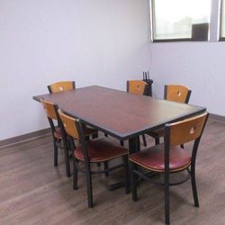 Wood Top Dinning Table Includes 6 Dining Metal Chairs